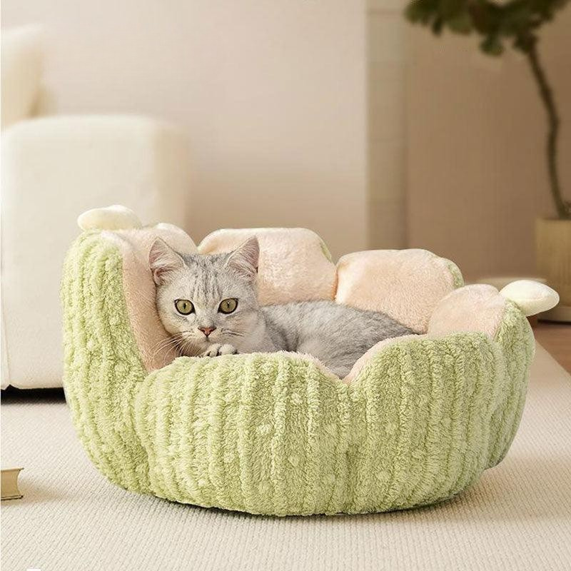 Kleines, flauschiges, warmes Katzenbett in Kaktusform, 2 Farben