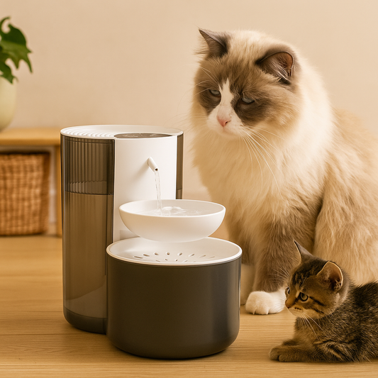 Stille Kattenfontein mit 3L Inhoud Superschoon Drinkwater mit Zachte Stroom und Geavanceerde Filtering - HydraFlow
