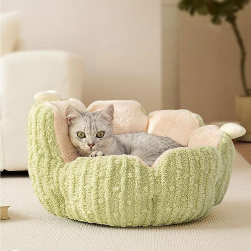 Kleines, flauschiges, warmes Katzenbett in Kaktusform, 2 Farben 