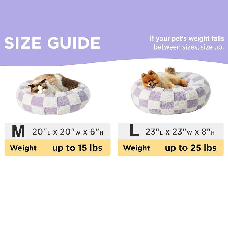 Luxury Anxiety Calming Donut Dog Bed with Anti-Slip Back for Dogs & Cats
