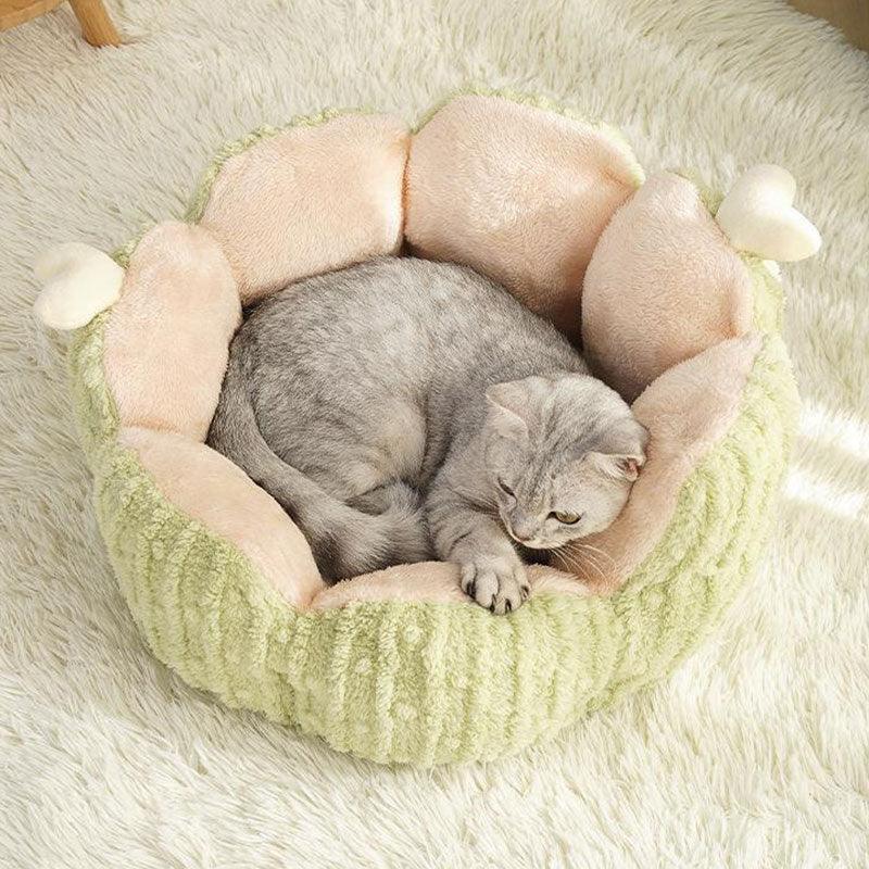 Kleines, flauschiges, warmes Katzenbett in Kaktusform, 2 Farben 