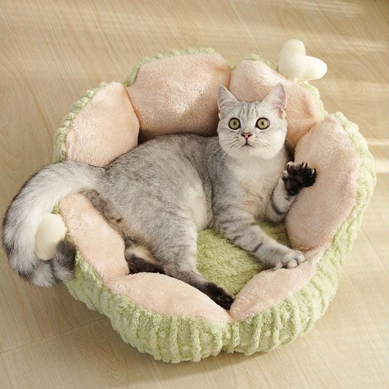 Kleines, flauschiges, warmes Katzenbett in Kaktusform, 2 Farben 