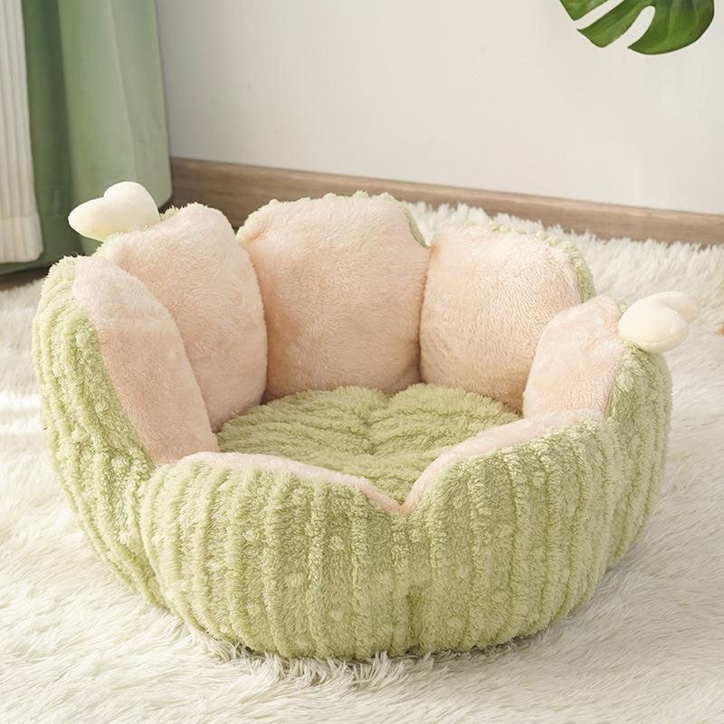 Kleines, flauschiges, warmes Katzenbett in Kaktusform, 2 Farben 